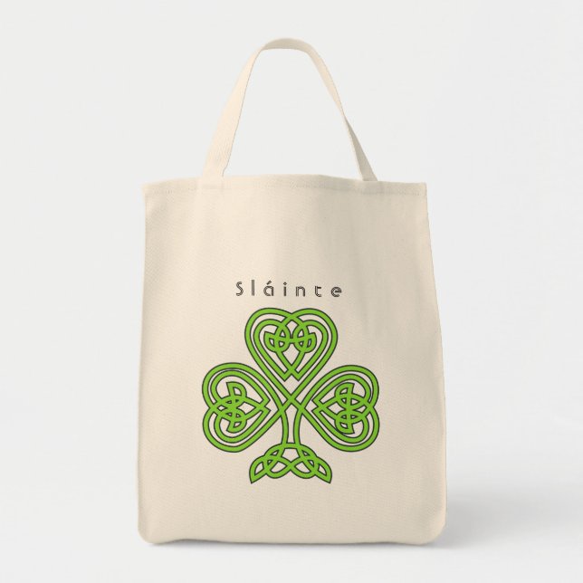 Celtic Design Shamrock St. Patrick's Day Slainte Tygkasse (Framsidan)
