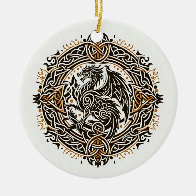 Celtic Dragon Beast Julgransprydnad Keramik (Framsidan)