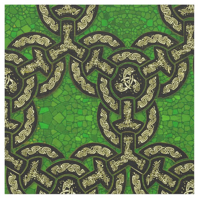 Celtic Dragon chain in Mörk grönt Tyg (Närbild)