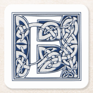 Celtic Dragon Initial E Underlägg Papper Kvadrat