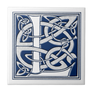 Celtic Dragon Initial L Kakelplatta