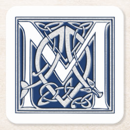 Celtic Dragon Initial M Underlägg Papper Kvadrat
