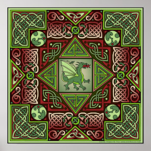Celtic Dragon Labyrint Fine Art Poster