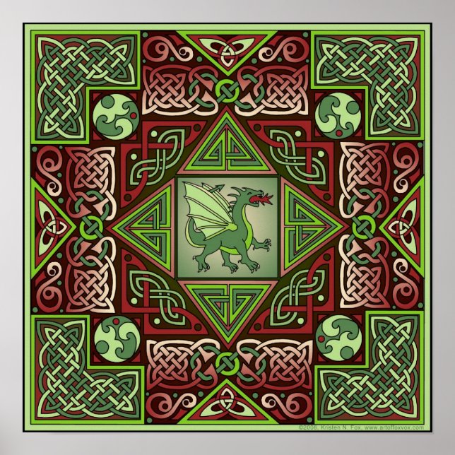 Celtic Dragon Labyrint Fine Art Poster (Framsidan)