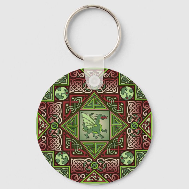 Celtic Dragon Labyrinth Nyckelring (Framsida)
