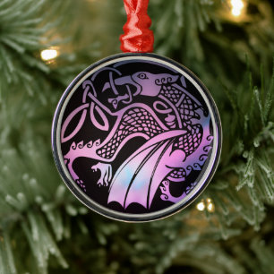 Celtic Dragon Round Julgransprydnad Metall
