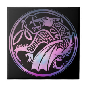 Celtic Dragon Round Kakelplatta