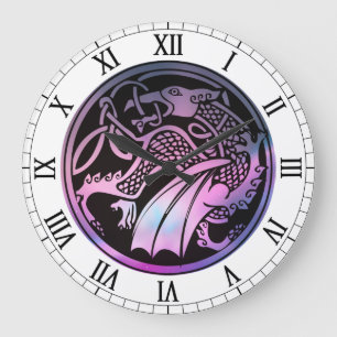 Celtic Dragon Round Stor Klocka