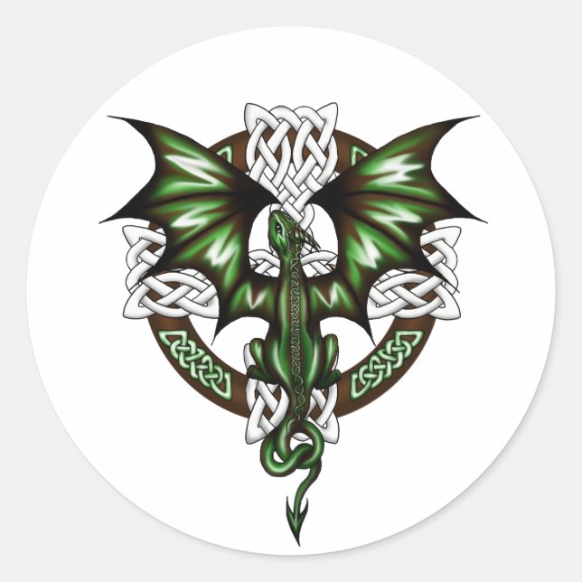 celtic Dragon Runt Klistermärke (Framsida)