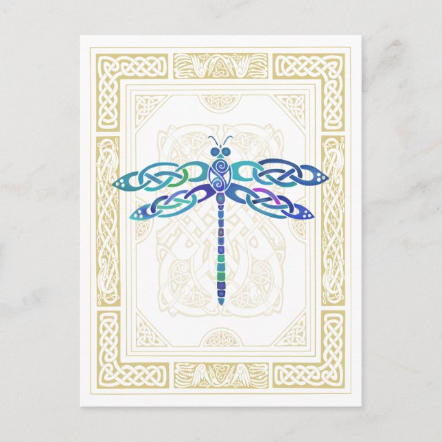 Celtic Dragonfly Vykort (Framsida)