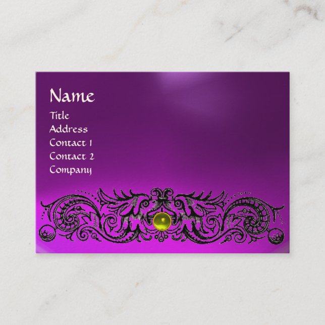 CELTIC DRAGONS MONOGRAM TOPAZ lila ametyst Visitkort (Framsida)