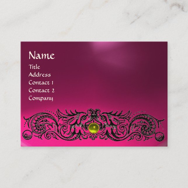 CELTIC DRAGONS MONOGRAM TOPAZ rosa ametyst Visitkort (Framsida)
