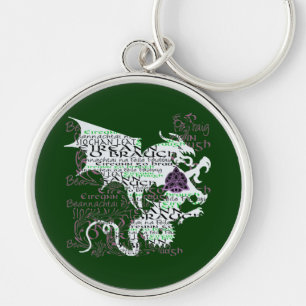 Celtic drake rund silverfärgad nyckelring