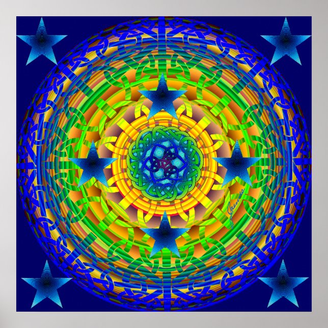 Celtic Earth Orb Midnight Skriv ut Poster (Framsidan)