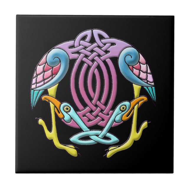 Celtic fågel kakelplatta (Framsidan)