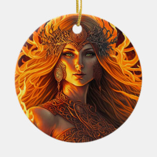 Celtic Fire Goddess Brighid Imbolc Julgransprydnad Keramik
