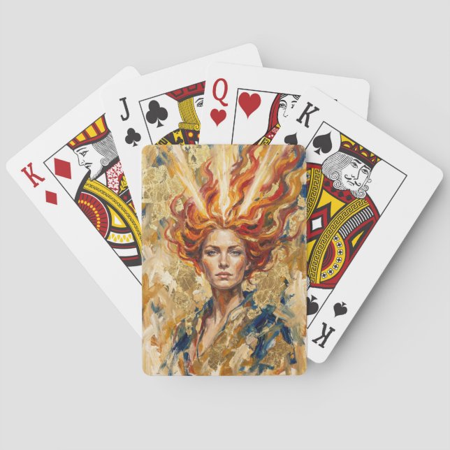 Celtic Fire Goddess Brigid Gold Leaf Fantasy Art Casinokort (Baksidan)