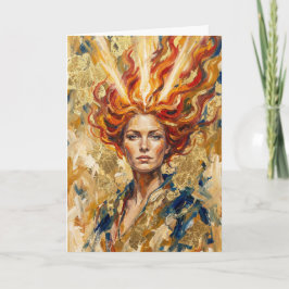Celtic Fire Goddess Brigid Gold Leaf Fantasy Art Kort