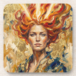 Celtic Fire Goddess Brigid Gold Leaf Fantasy Art Underlägg