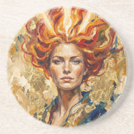 Celtic Fire Goddess Brigid Gold Leaf Fantasy Art Underlägg