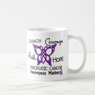 Celtic fjäril 3 för bukspottkörtel- cancer kaffemugg