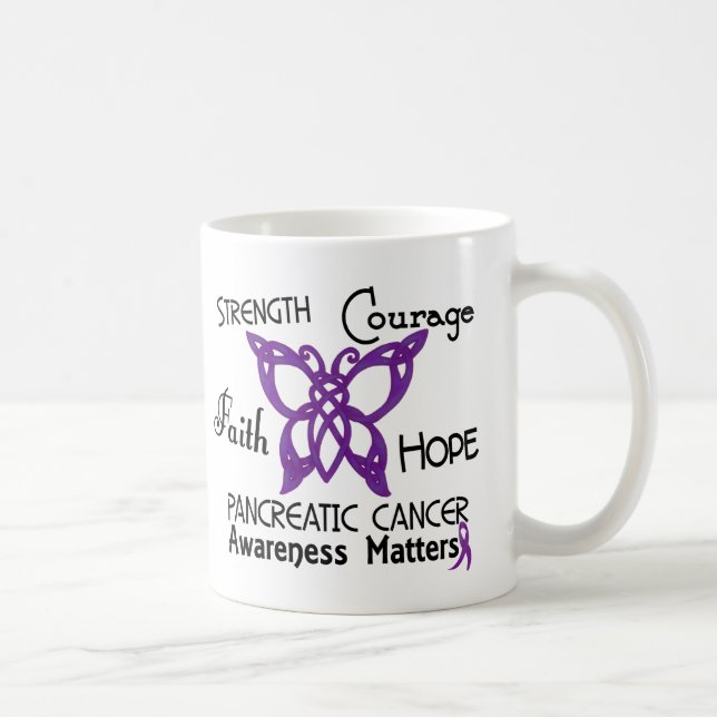 Celtic fjäril 3 för bukspottkörtel- cancer kaffemugg (Höger)