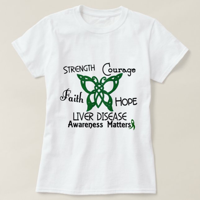 Celtic fjäril 3 för leversjukdom tee shirt (Design framsida)
