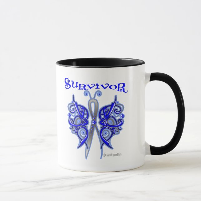 Celtic fjäril för överlevande - koloncancer mugg (Höger)