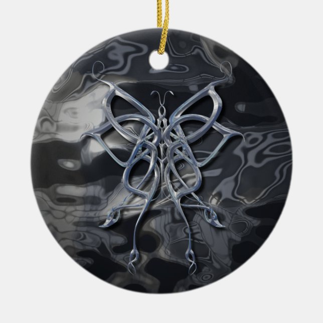 Celtic fjärilsmetall julgransprydnad keramik (Framsidan)