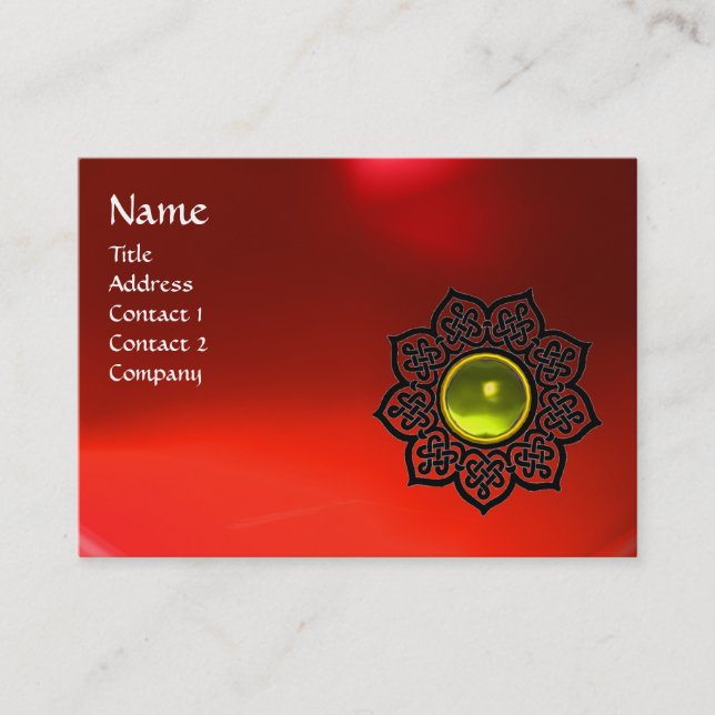 CELTIC FLOWER GULT GEMSTONE MONOGRAM Ruby Red Visitkort (Framsida)