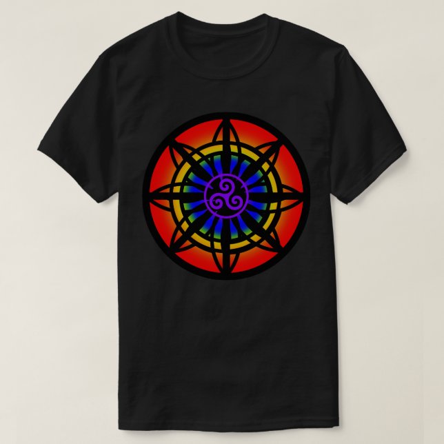Celtic Flower Interlaced Rainbow Spiral T Shirt (Design framsida)