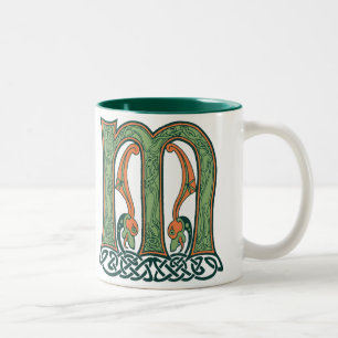 Celtic fnurrabrev M, irländsk design Två-Tonad Mugg