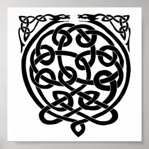 Celtic fnurradrakar - svart & vit poster