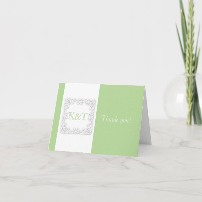 Celtic fnurrainitialer - skräddarsy bakgrundsfärg tack kort (Framsida)