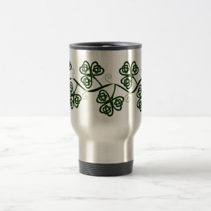 Celtic fnurraklövertravel mug i svart och grönt resemugg