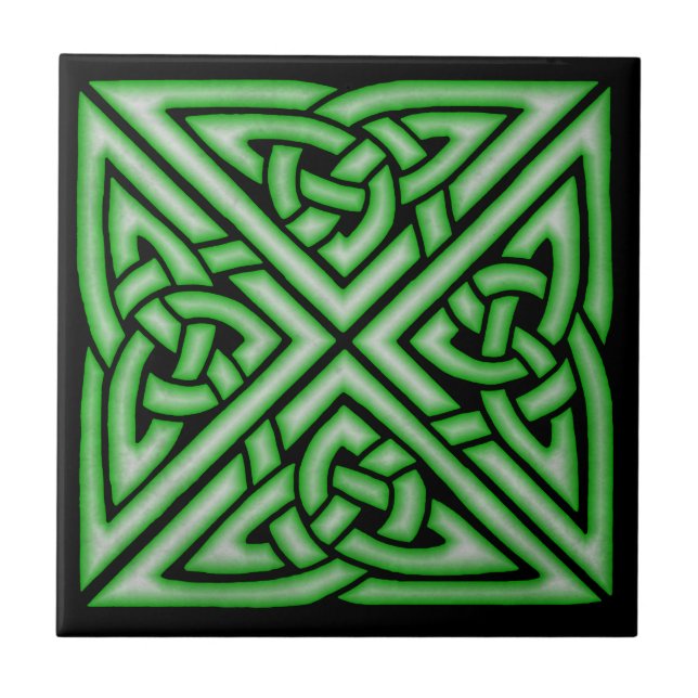 Celtic fnurrakonstdesign i grönt kakelplatta (Framsidan)