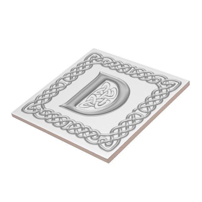 Celtic fnurraMonogramsilver verkställer brev D Kakelplatta (Sidan)