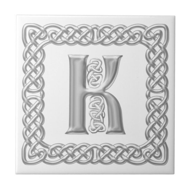 Celtic fnurraMonogramsilver verkställer brev K Kakelplatta (Framsidan)