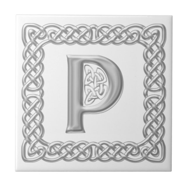 Celtic fnurraMonogramsilver verkställer brev P Kakelplatta (Framsidan)