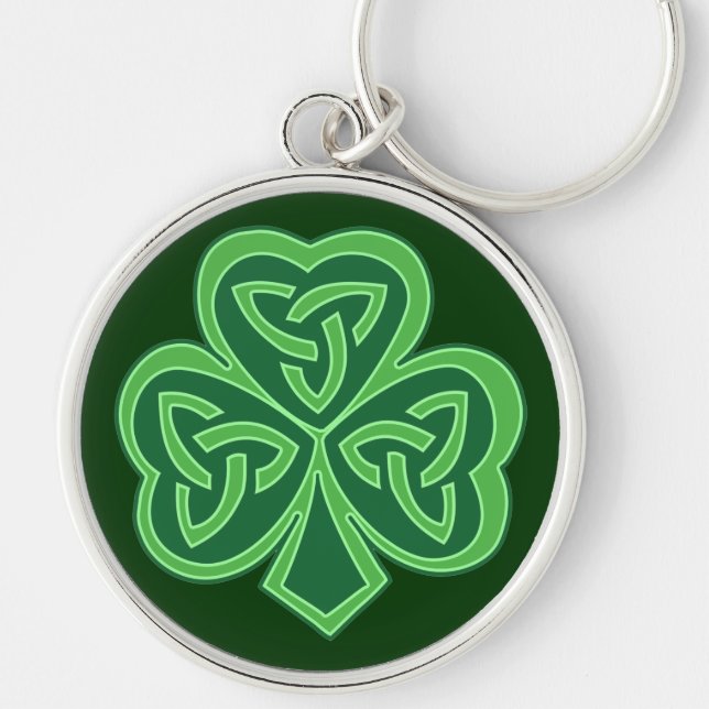 Celtic fnurraShamrock Rund Silverfärgad Nyckelring (Framsidan)