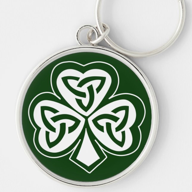 Celtic fnurraShamrock Rund Silverfärgad Nyckelring (Framsidan)