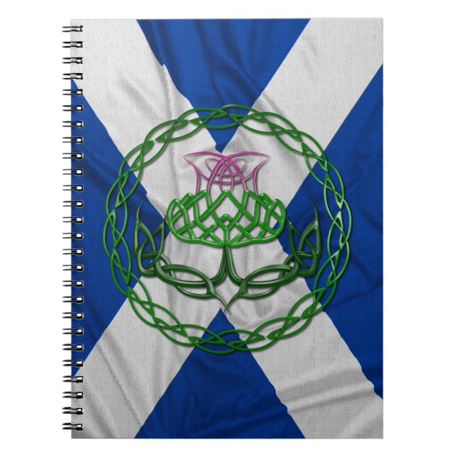 Celtic fnurraThistle och flagga Anteckningsbok Med Spiral (Framsidan)