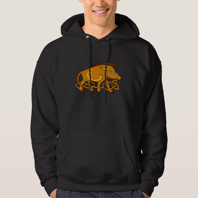 Celtic fnurravildsvin för medeltida konst hoodie (Framsida)