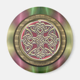 Celtic för stenen för regnbågeljus skyddar guld magnet