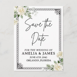 Celtic Frame Wedding Save the Date Postcard Vykort
