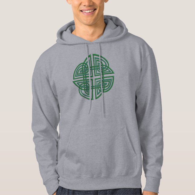 Celtic fyrklövert i Knotwork Hoodie (Framsida)