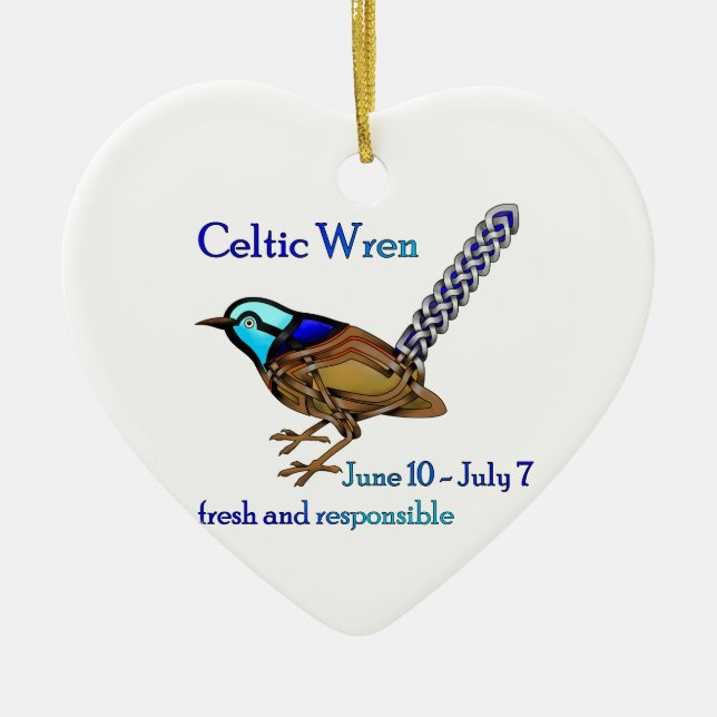 Celtic gärdsmyg julgransprydnad keramik (Framsidan)