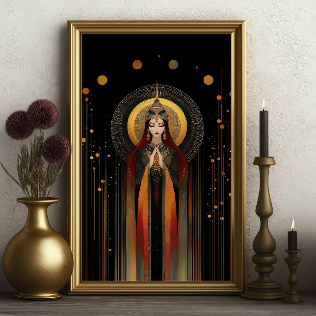 Celtic Goddess Brigid Rainbow Guld Black Art Poster (Skapare uppladdad)