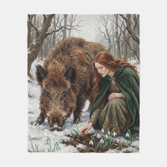 Celtic Goddess & Wild Boar Fleecefilt (Framsidan)