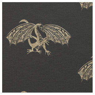 Celtic Golden Dragon Goth-väven Tyg